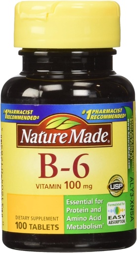[BRSWIZQLPMAAO2QV] Nature Made Vitamin B-6 100 Mg, Tablets, 100-Count (Pack of 2)