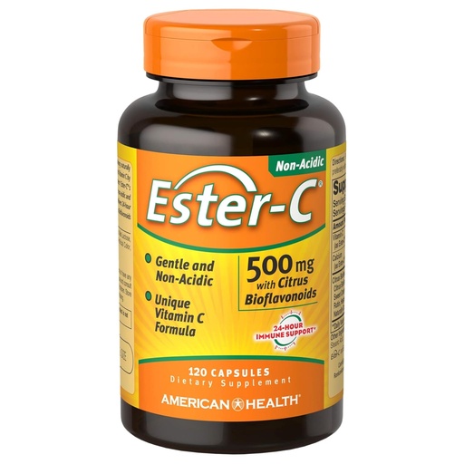 [BRSWIYQGCN7QEAA5] American Health Ester-C with Citrus Bioflavonoids Capsules - Gentle On Stomach, Non-Acidic Vitamin C - 500 mg, 60 Servings, 120 Count