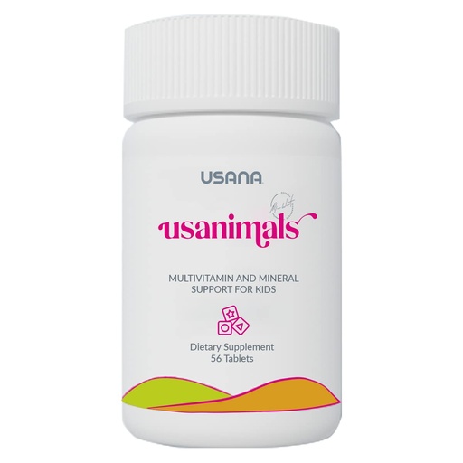 [BRSWIFITCB5GKETO] USANA Usanimals Multivitamin for Kids - Daily Chewable Tablets with Vitamins A, C, D, E, B6, B12, Zinc, Iron - Supports Immune, Bone & Brain Health - Essential Nutrients for Ages 2-12 - 56 Tablets