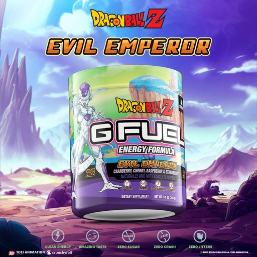 [BRSROAIEOJYBODT4] G Fuel Dragon Ball Z Енергийна напитка на прах, Pre Тренировка Кофеин Микс за игра, Без захар Focus Амино, Витамин + Антиоксиданти, 9.9oz (Berry Medley, 40 Сервиз)