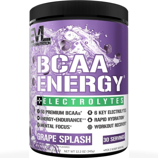 [BRSROEACCQGRUFD7] EVL BCAAs Amino Acids Powder - BCAA Energy Pre Workout Powder for Muscle Recovery Lean Growth and Endurance - Rehydrating Post Workout Recovery Drink with 6 Key Electrolytes - Grape Splash