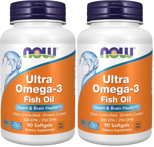 [BRSRMFIYCFYR6CTK] NOW Supplements, Ultra Omega-3 Molecularly Distilled and Enteric Coated, 90 Softgels (Pack of 2)
