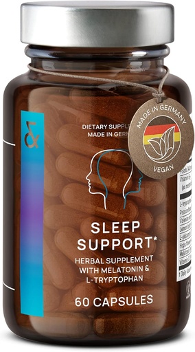 [BRSWYCADOUAWADQ7] N°6 Natural Sleep Support with Melatonin 1 mg & L-Tryptophan - Passionflower, Valerian Root & More - Enhanced Sleep Supplement - 60 Capsules for Restful Nights