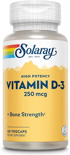 [BRSWIEAZBICBSFL4] SOLARAY Vitamin D3 10000IU (250 mcg) - High Potency Vitamin D - with VIT D3 as Cholecalciferol - powerful Bones and Immune Support supplement - 60-Day Guarantee, 60 Servings, 60 VegCaps