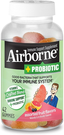 [BRSWGYABC4AWEEY4] Airborne Plus Probiotic Gummies, 42 count - 1000mg of Vitamin C - Immune Support Supplement