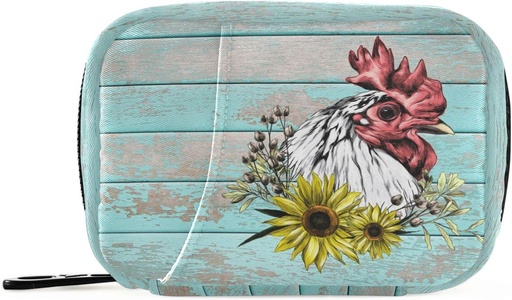 [BRSRMZYTCRYAKGTZ] Pill Box Wooden Rooster Sunflower Pill Box 7 Day Pill Case Bag Travel Pill Organizer Bag with Zipper Portable Weekly Case Compact Size for Vitamin Supplement Holder