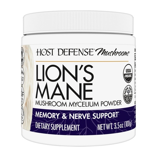 [BRSWGBQDOV5BSEI6] Host Defense Lion's Mane Powder - Brain Health Support Supplement - Mushroom Supplement to Support Focus & Memory Function - Immune & Nervous System Support Supplement - 3.5 oz (66 Servings)*