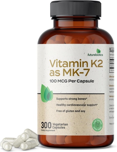 [BRSRMFQ2CQFW2E3F] Futurebiotics Vitamin K2 als MK-7 100 mcg, unterstützt starke Knochen- Nicht-GMO, 300 vegetarische Kapseln