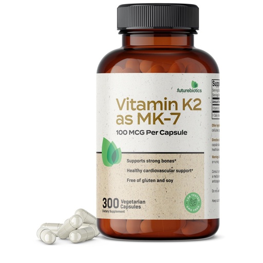 [BRSRMFQ2CQFW2E3F] Futurebiotics Vitamin K2 as MK-7 100 mcg, Supports Strong Bones- Non-GMO, 300 Vegetarian Capsules