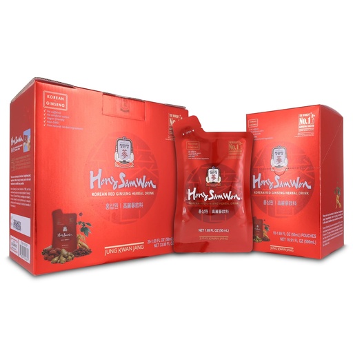 [BRSRAFANBZ7AYDI6] JUNG KWAN JANG HongSamWon Korean Red Ginseng Herbal Drink | Energy Drink, Pre Workout, Ginseng Supplement, Herbal Tea | Korean Red Ginseng Extract, Jujube, Ginger, Cinnamon | Vegan Friendly | 20 Count