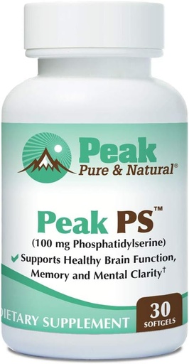 [BRSWGAI5AV6B62D5] Peak Pure & Natural Supplément Phosphatidylsérine pour la santé du cerveau - Nootrope sans soja pour la santé de la mémoire - Supplément pour la santé du cerveau - 30 Comte 100mg Softgels