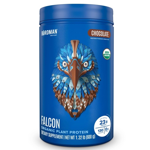 [BRSW2CADB4ORQD3H] BIRDMAN Falcon Vegan Protein Powder Organic, Stevia & Sugar Free, Plant Based Protein, Low Carb, Dairy Free, Keto, Non Whey Protein, Probiotic, Pea Protein | Chocolate Flavor - 18 Servings - 1.32lb