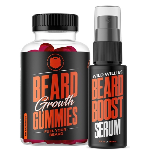 [BRSROAIPBMPQAAL7] Wild Willies Beard Growth Dual Threat: Beard Growth Gummies and Serum Kit for Men - Biotin, Caffeine & Essential Growth Oil for Fuller, Thicker Facial Hair - Beard Vitamins & Enhance Beard Growth