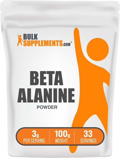[BRSWIFYABR6R23D2] BulkSupplements.com Beta Alanine Powder - Beta-Alanine Supplement, Pre-Workout Supplement - Unflavored & Gluten Free, 3g per Serving, 100g (3.5 oz) (Pack of 1)