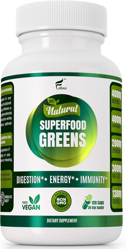 [BRSWY237OQCQEHIZ] Orgânico Vegan Super Greens Cápsulas com Ashwagandha - Imune Suporte com todos os nutrientes alimentares naturais chlorela, Moringa, espirulina, açafrão, Kale. Melhore a digestão, aumente a energia - pílulas de detox