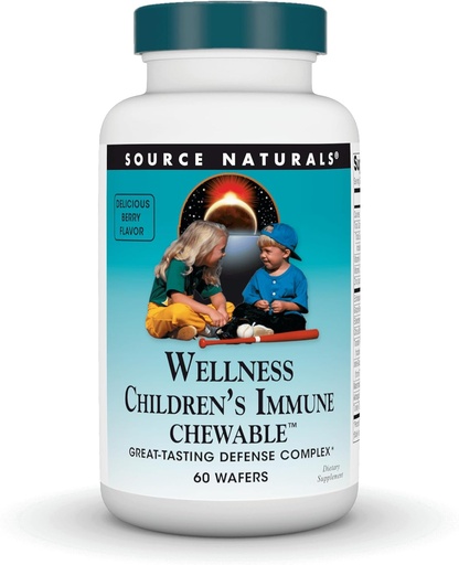 [BRSWIYYPCQIQC2LC] Source Naturals Wellness Children's Immune Chewable, Great-Tasting Defense Complex, Berry Flavored* - 60 Wafers
