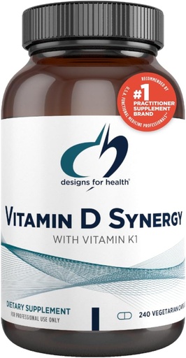 [BRSWIZQGOZ4BEFAZ] Diseños para la Sinergía de la Vitamina D de la Salud - 2000 UI Vitamina D con suplemento K - Soportes Saludable Moods, Bone Health + Immune Health for Adults - VIT D3 + Vitamina K - Gluten Free + Non-GMO (240 cápsulas)