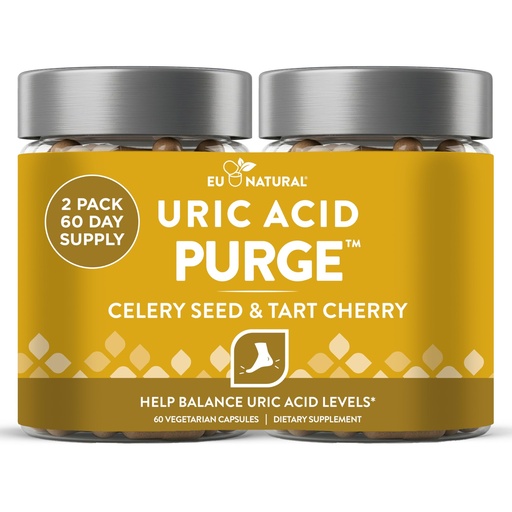 [BRSRMGI3OQPGAFI4] Eu Natural Purge Uric Acid Flush - Eat & Drink What You Want - Uric Acid Support for Joints & Mobility with Celery Seed, Tart Cherry & Chanca Piedra - 120 Vegetarian Capsules