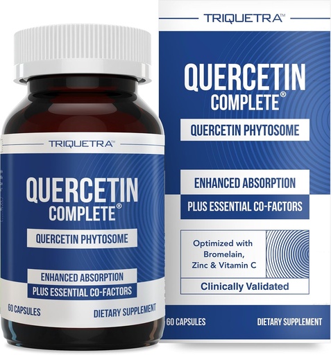 [BRSW2CALAQFREADP] Quercetin Complete® Quercetin Phytosome with 50X Higher Absorption, Clinically Proven & Patented Quercefit – Most Effective Form of Quercetin – Enhanced with Bromelain, Zinc & Vitamin C (60 Capsules)