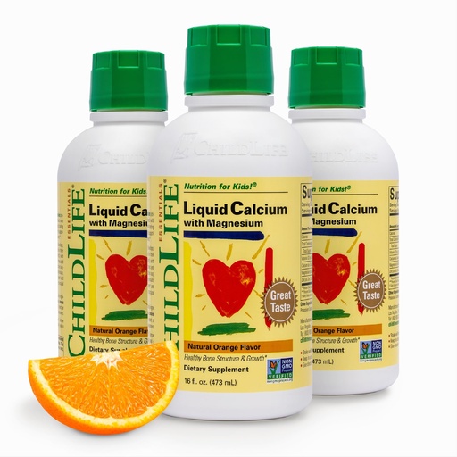 [BRSWIHIPBYHBQ3L6] ChildLife Essentials Liquid Calcium Supplement for Kids, 16 fl Oz (3 Pack) | Baby & Toddler Calcium, Magnesium, Zinc, Vitamin D 3, Orange Flavor, Supplement, Liquid, Toddler Kids, Zinc Magnesium