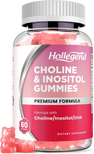[BRSRAGQCDF4BYG34] Prenatal Choline Inositol Gummies, Chewable Choline Supplement with DHA, Prenatal Vitamin for Women & Kids, Support Nervous System, Immune & Brain Health, Vegan Strawberry Flavor, Sugar Free, 60 Ct