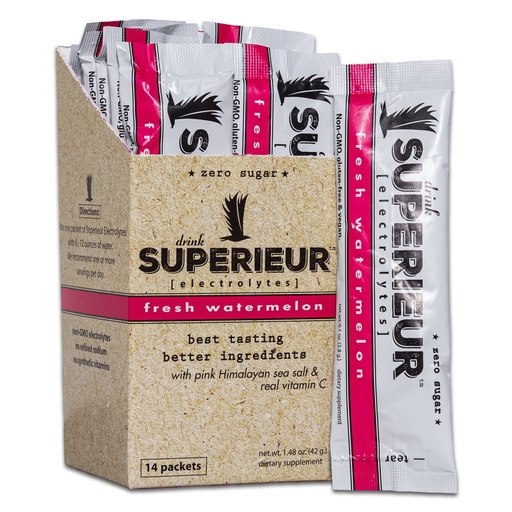[BRSWG2QFOV7BMCDD] Superieur Electrolyte Powder Packets - Vegan Electrolyte Hydration Powder w/Sea Minerals - Keto Friendly, Non-GMO, Zero Sugar Electrolyte Supplement - Healthy Sports Drink - Watermelon (14 Packets)