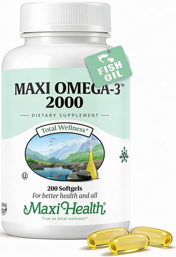 [BRSWIHL4O4IBUDTE] Omega 3 Supplement - Omega-3 Fish Oil 2000mg - Natural Source of EPA & DHA - Heart, Brain & Joint Health - Kosher Certified Wild Caught Marine Fish - 200 Vegetarian Softgels by Maxi Health