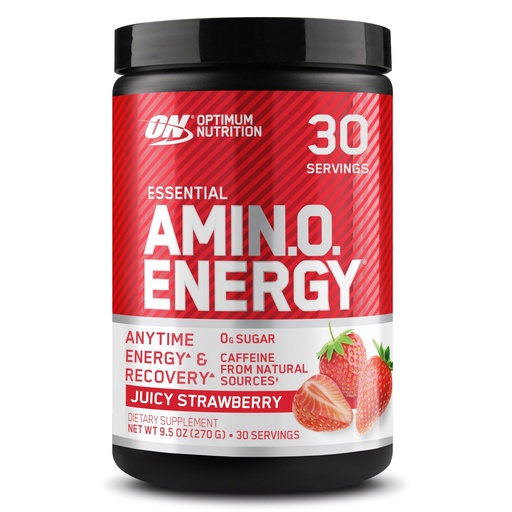 [BRSWGFQDCMFQEELP] Optimum Nutrition Amino Energy - Pre Workout with Green Tea, BCAA, Amino Acids, Keto Friendly, Green Coffee Extract, Energy Powder - Juicy Strawberry Burst, 9.5 Ounce, 30 Servings (Packaging May Vary)