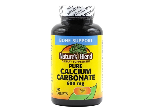 [BRSWIZQCCQDRY2IZ] Nature's Blend Pure Calcium Carbonate 600 mg 100 Tabs (1684)