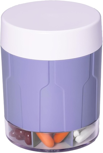 [BRSROZI3OEHBGDLA] Betife Extra Large Supplement Organizer,Weekly Pill Organizer Bottle, Daily Pill Dispenser with 7 Large Compartments, Organizer to Hold 7 Day Vitamin Medication,21 labels and a cleaning brush (Purple)