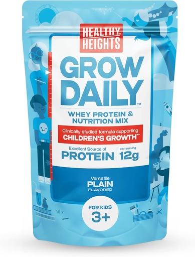 [BRSWYZY2CQCREAL2] Healthy Heights Grow Daily Kids Protein Drink Mix (Plain) - High Protein Shake for Kids 3+