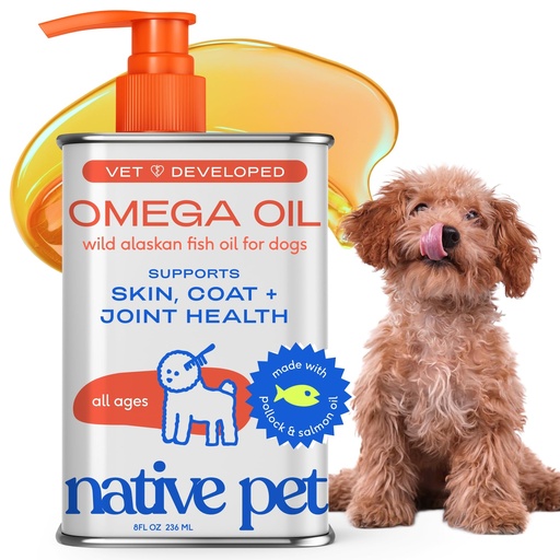 [BRSWYAD4PNYAEAY7] Native Pet Omega 3 Fish Oil for Dogs & Cats – Wild Alaskan Salmon Oil for Dogs Skin and Coat, Supports Joints, Heart & Shedding – Fast-Absorbing Omega 3 6 9 Liquid Supplement – 8oz