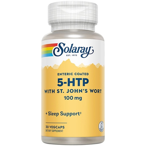 [BRSWIYT3OMAQ4GQZ] SOLARAY 5-HTP Plus St John's Wort - 30 Enteric-Coated Capsules - 100 mg - 30 Servings