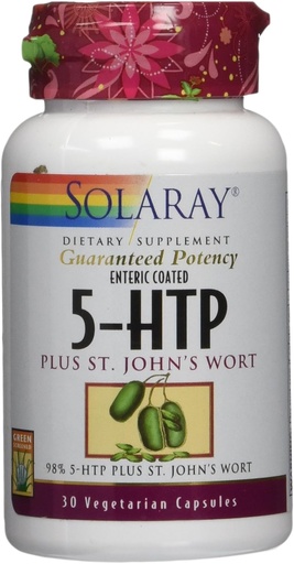 [BRSWIYT3OMAQ4GQZ] SOLARAY 5-HTP Plus St John's Wort - 30 Enteric-Coated Capsules - 100 mg - 30 Servings