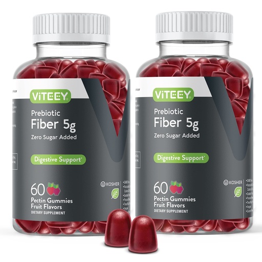 [BRSW2HAKAR7RGHLO] Viteey Prebiotic Fiber Gummies for Adults, 5g - Gut Health & Digestive Soluble Fiber Supplement Gummies - Zero Sugar Added, Vegan, Gluten-Free - 120 Count