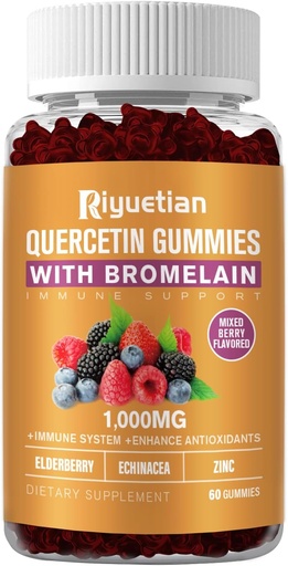 [BRSROZAZBAFRG2D3] Bromelain, sink & Vitamin C ilə Quercetin - Cardiovascular,Aging Support Chewable Vitamins -Vegan - Uşaqlar və Yetişkinler üçün Pure Quercetin - GMO 60 Count