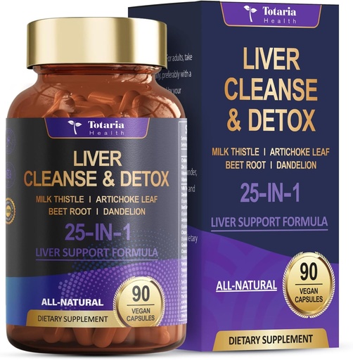 [BRSRAGQ7AUNWGFDV] Liver Cleanse Detox & Repair 25-in-1 with Milk Thistle,Dandelion Root,Beetroot, Artichoke Extract for Liver Health Herb Liver Support Supplement Vitamins Zinc, Choline 90 Vegan Capsules