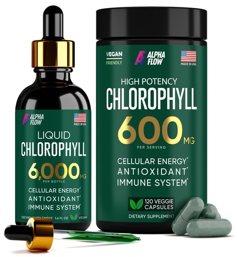 [BRSRAH3QBEAWCGYU] (Bundle) Liquid Chlorophyll Drops & Chlorophyll Capsules – Natural Energy, Immune Support, Internal Freshness and Antioxidant Supplement