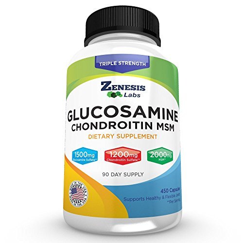 [BRSWIGIAORYG223G] Glucosamine Sulfate + Chondroitin + MSM Combination Joint & Cartilage Supplement 450 Capsules (Bulk 90 Day Supply) 1500mg, 1200mg, 2000mg per Serving