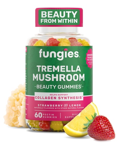 [BRSROCA7AEBG2CD4] Fungies Tremella Mushroom Gummies, Mixed Strawberry & Lemon Flavor - Mushroom Herbal Supplement Gummy for Adults Supports Collagen Synthesis, Healthy Skin & Healthy Aging - Beauty Gummies 60 Servings