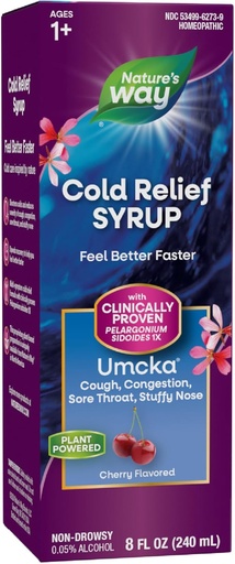 [BRSWIYQDOZYAEHDO] Nature's Way Cold Relief Syrup, Umcka, Shortens Duration & Reduces Severity, Multi-Symptom Cold Relief, Homeopathic, Phenylephrine Free, Non-Drowsy, Cherry Flavored, 8 Fl Oz (Packaging May Vary)