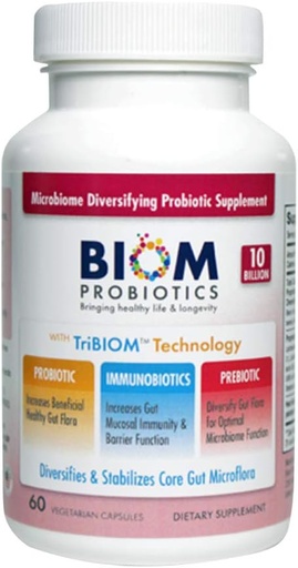 [BRSWGED4BMDRSHY6] Biom Probiotics 3in-1 פורמולה (Cold Shipped) עם 10 מיליארד פלורה פרוביוטיקה, Prebiotics ו- Immunobiotics for Healthy Life & Longevity - Diversifies Gut Microflora ו- Microbiome - עבור גברים ונשים