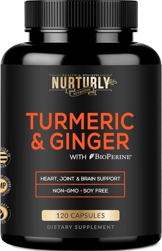 [BRSWY2YZOECB6AIU] Turmeric Curcumin with BioPerine & Ginger, Black Pepper and 95% Curcuminoids - High Absorption Turmeric Supplements for Hearth Health - Non-GMO, Gluten Free - 120 Capsules