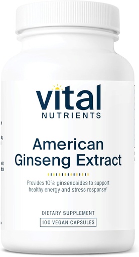 [BRSWIEIYOQHB6D3E] Nutrientes vitales - Ginseng americano - Apoyo energético - Resistencia mental y física - 100 cápsulas vegetarianas por botella - 250 mg