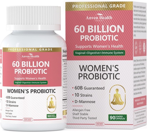 [BRSRAEABBB5AGCAZ] Probióticos y Prebióticos Orgánicos para Mujer PH Balance " Digestión- 60 Billones Probióticos Vaginales CFU con Arándano D-Mannose, Vegano " No-GMO para Urinary Tract " Immune tención 90 Caps