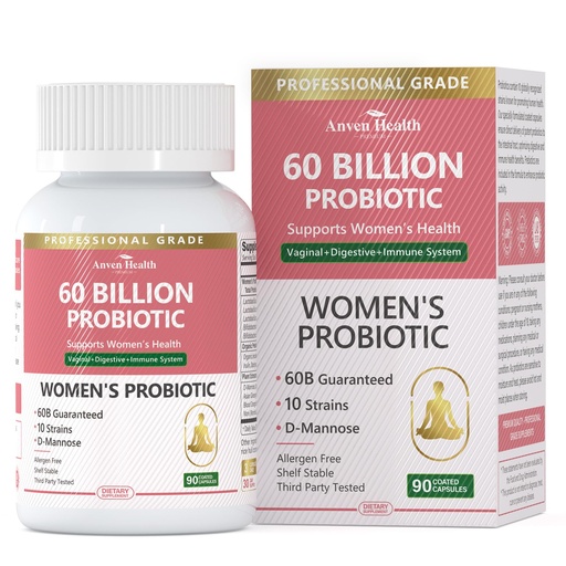 [BRSRAEABBB5AGCAZ] Probiotics and Organic Prebiotics for Women pH Balance & Digestion- 60 Billion CFU Vaginal Probiotics with Cranberry D-Mannose, Vegan & Non-GMO for Urinary Tract & Immune | 90 Caps