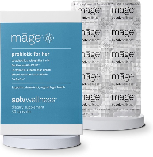 [BRSROAY3CV4A2CDZ] Solv Wellness Māge Probiotic for Her, Daily Women’s Prebiotic and Probiotics Blend Nutritional Supplements for Digestive, Vaginal PH Balance, Urinary Tract Health Support, 30 Capsules
