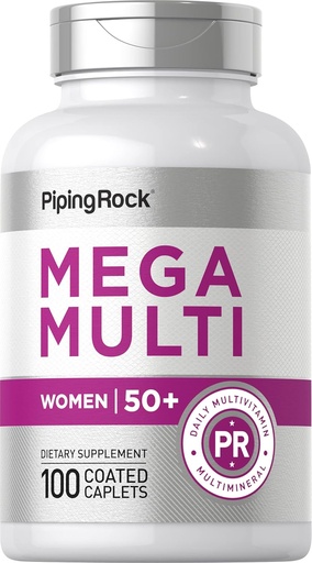 [BRSWYZT5CAOWCYA3] Piping Rock Women's Multivitamin 50 Plus | 100 Coated Caplets | Mega Multi Vitamin per le donne | Non OGM, Gluten Free Supplement