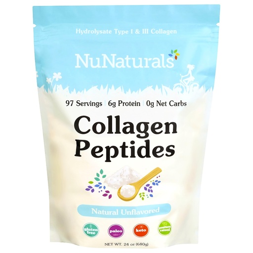 [BRSWYGI2B4NWC3LD] Nunaturals Collagen Peptides Powder (Type I, III), for Skin, Hair and Nail, 24oz