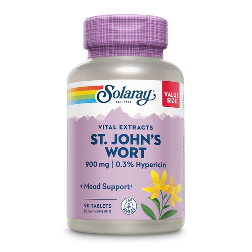 [BRSRMAY5BF7A2CTZ] SOLARAY St. Johns Wort Aerial Extract One Daily 900mg | Standardized w/ 0.3% Hypericin for Mood Stability | Non-GMO | 90 Servings | 90 Tablets